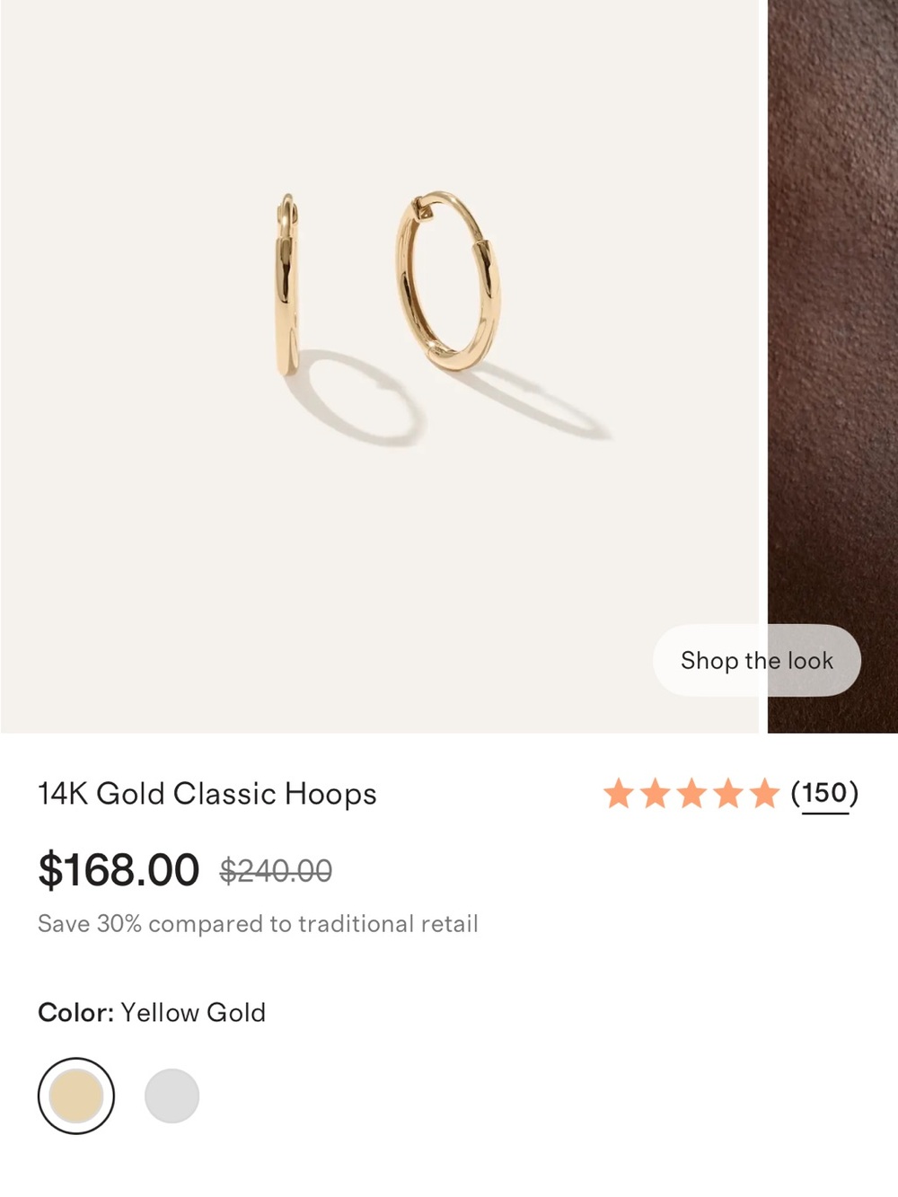 Quince 14K Gold Classic Hoops 12mm - Picture 7 of 8